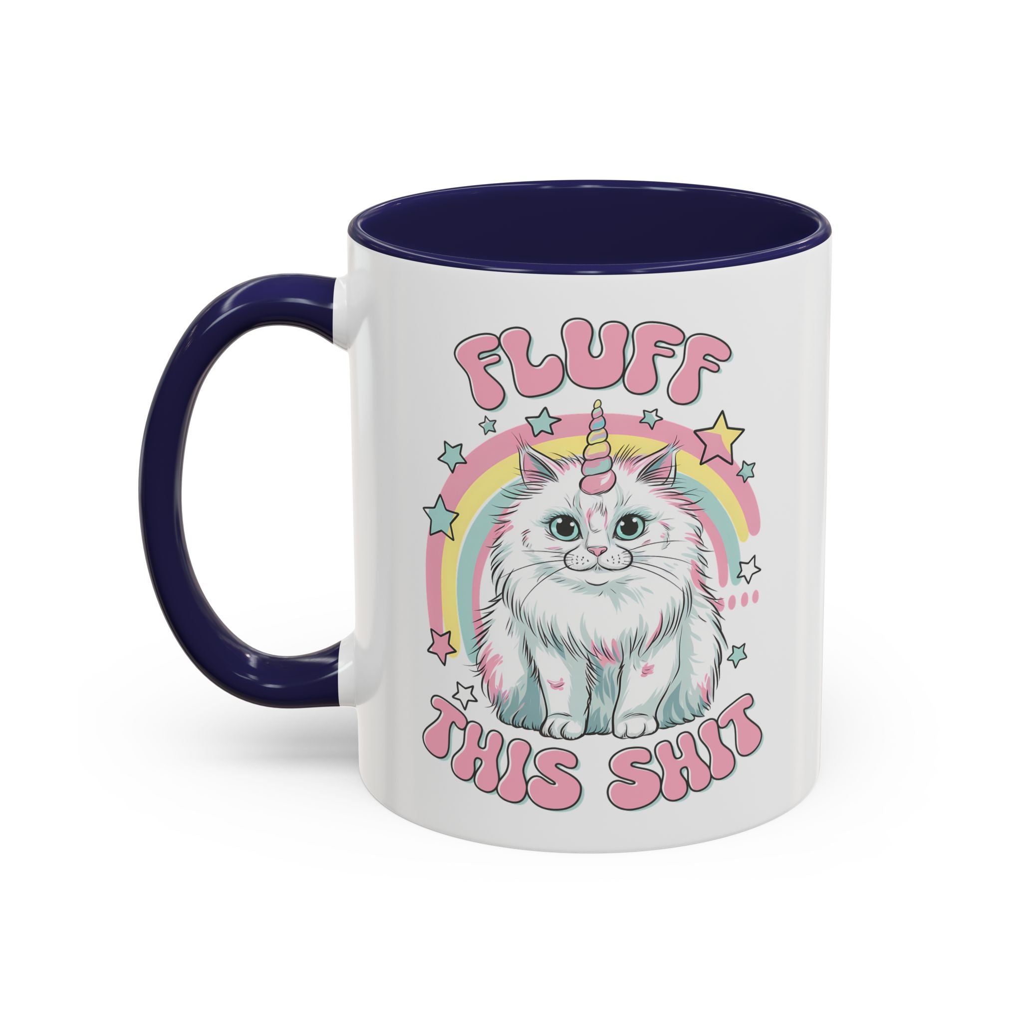 Whimsical Cat Coffee Mug - "Fluff This Shit" funny adult humor sarcasm