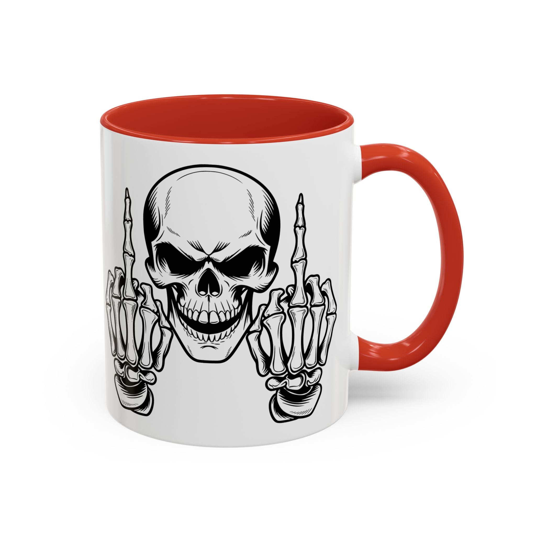 Skull Middle Finger Coffee Mug — Edgy Gothic Accent Mug (11/15oz)