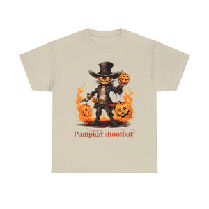 Halloween t shirt pumpkin western style shootout funny fall fun scary stocking stuffer for whole family  cotton tee
