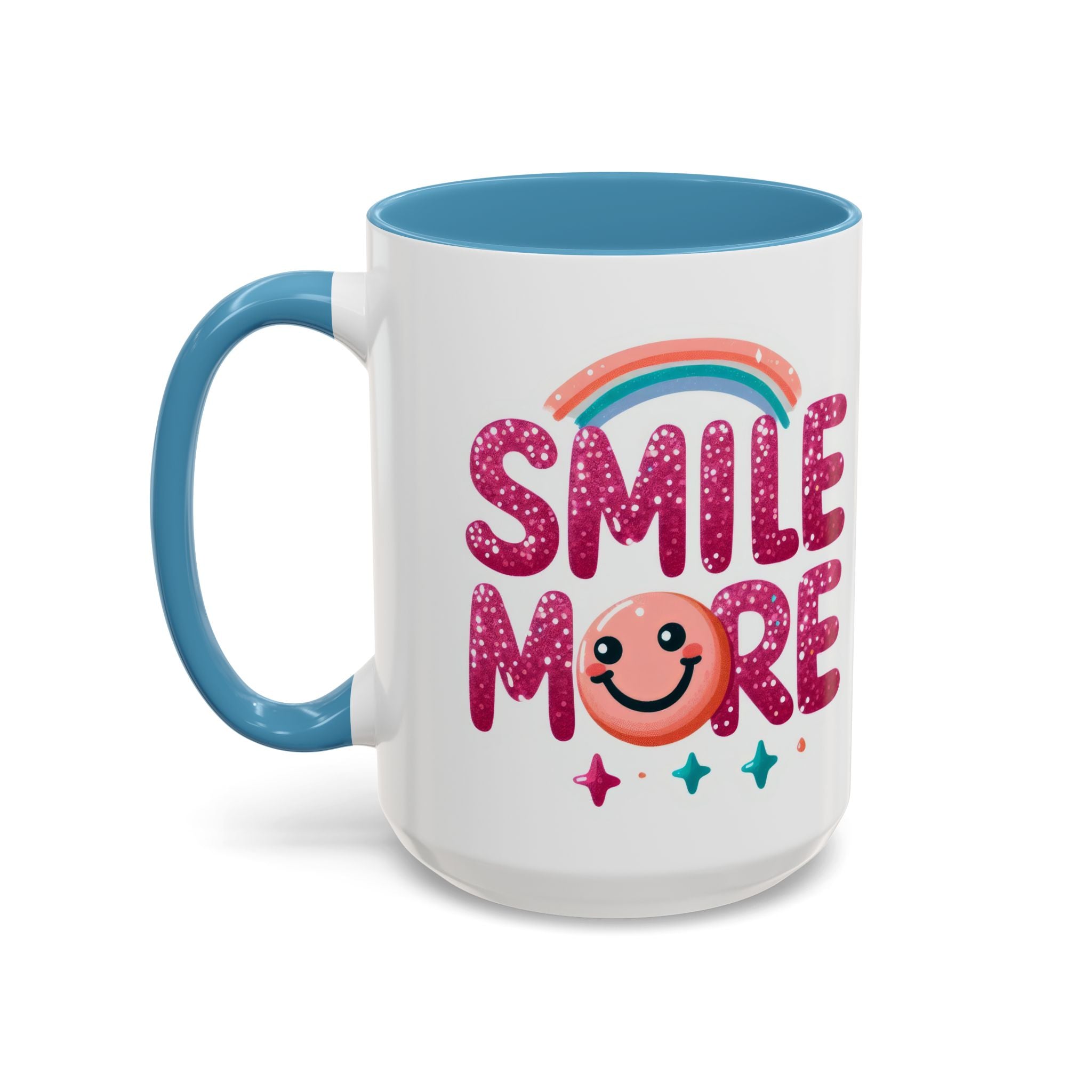 Smile More Coffee Mug – Cute Rainbow Smiley Accent Mug (11/15oz)