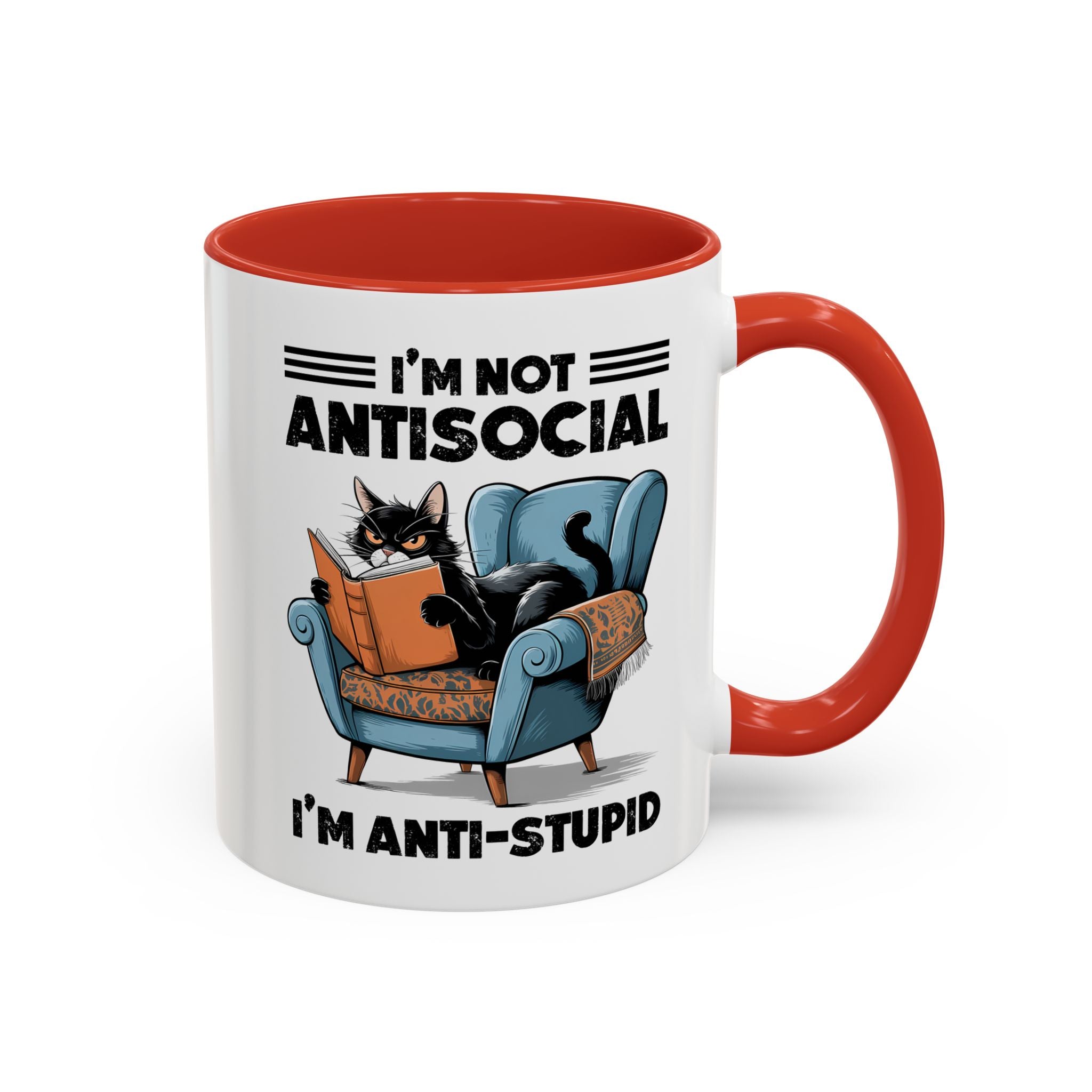 I'm not Antisocial Cat Coffee Mug  I'm anti stupid - Funny sarcasm