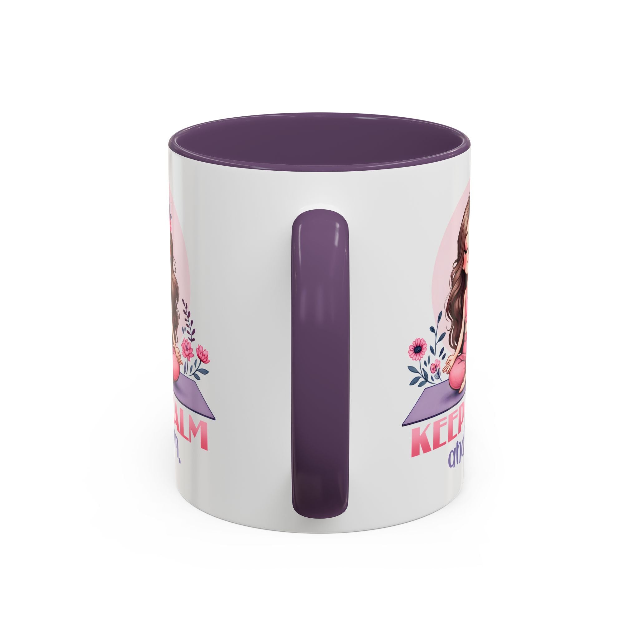 Relaxing Yoga Coffee Mug, Keep Calm and Om Mug, Inspirational Gift, Meditation Mug, Self-Care Coffee Cup, Yoga Lover's Gift