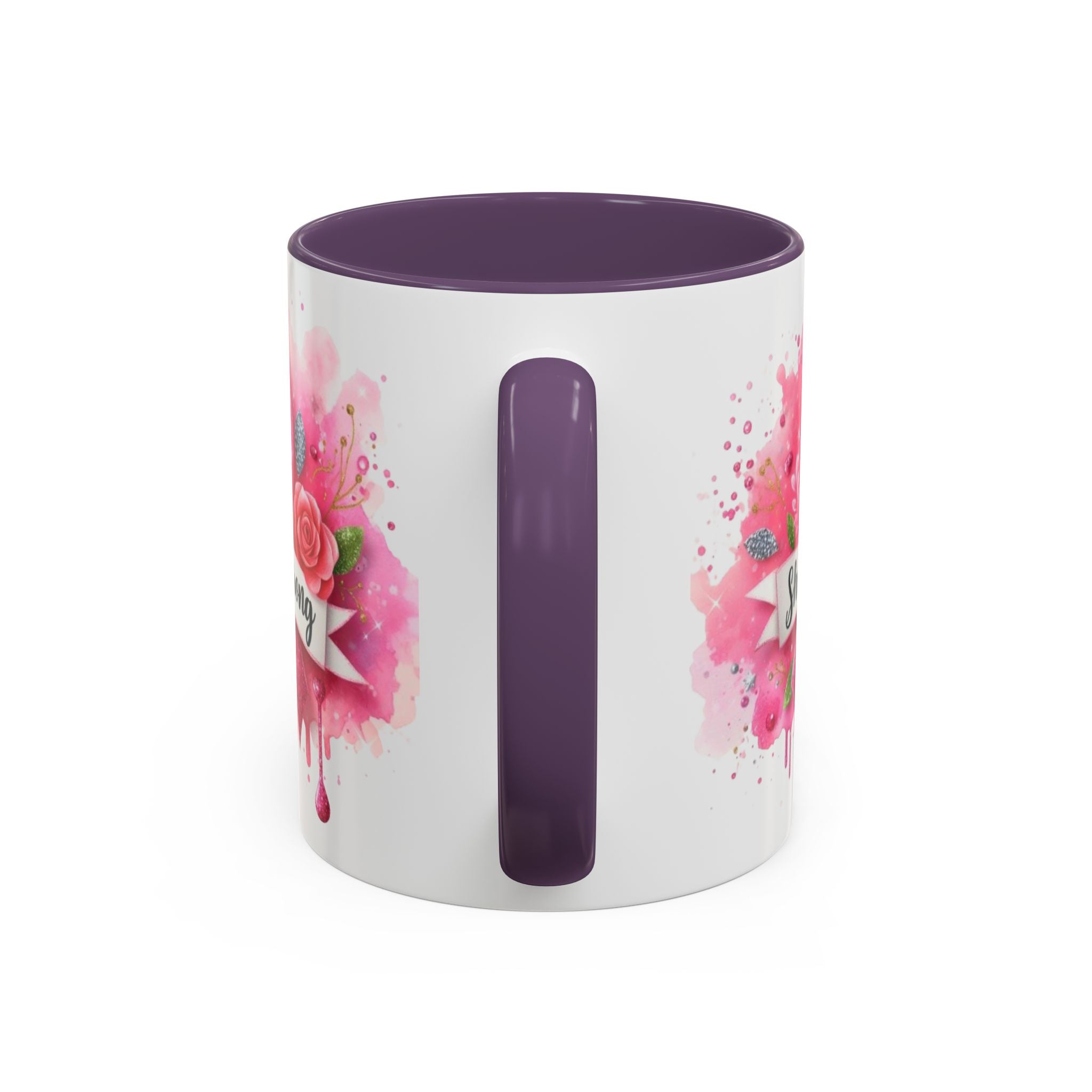 Empowering Pink Ribbon Coffee Mug - She Is Strong, Inspirational Gift for Breast Cancer Awareness, Motivational Drinkware, Supportive [...]