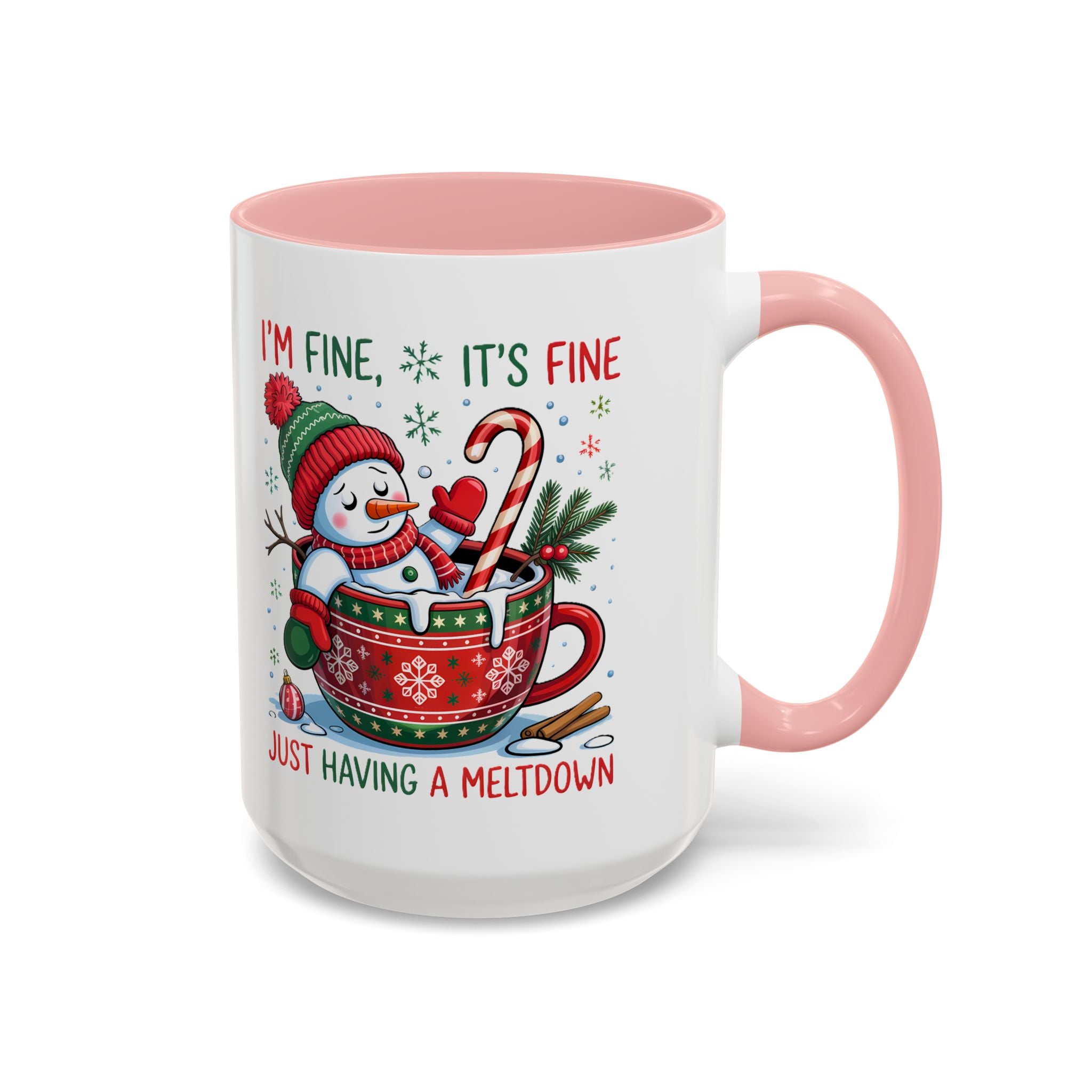 Festive Holiday Coffee Mug - "I'm Fine, It's Fine" Snowman Design sarcasm humor funny