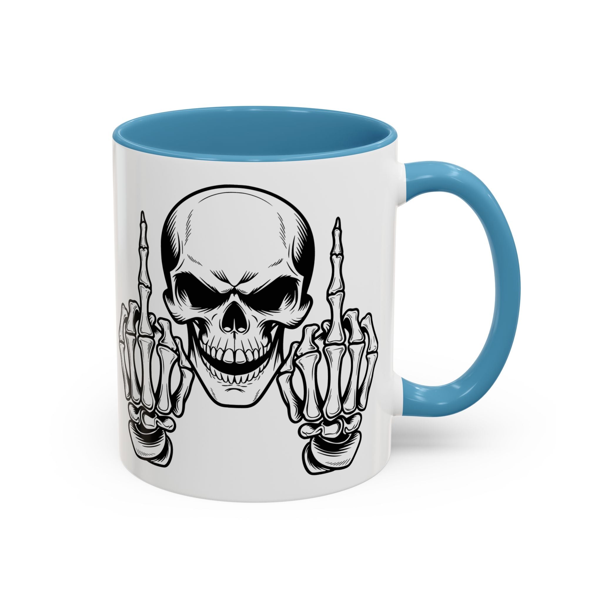 Skull Middle Finger Coffee Mug — Edgy Gothic Accent Mug (11/15oz)
