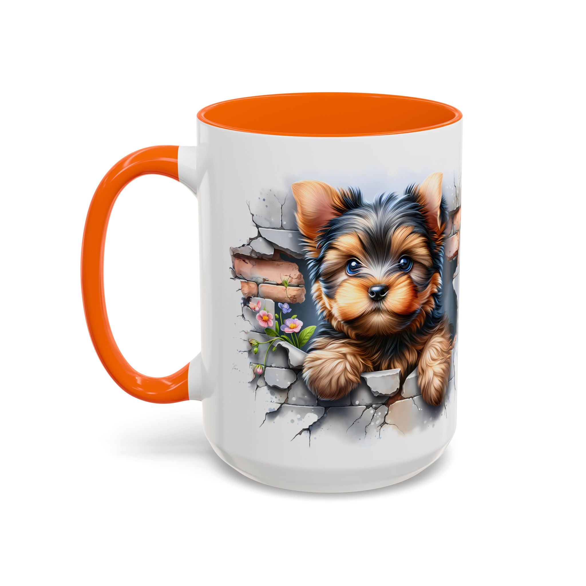 Cute Dog Peeking Coffee Mug, Pet Lover Gift, Yorkshire Terrier Mug, Animal Lover Coffee Cup, Dog-Themed Drinkware, Doggie Mug