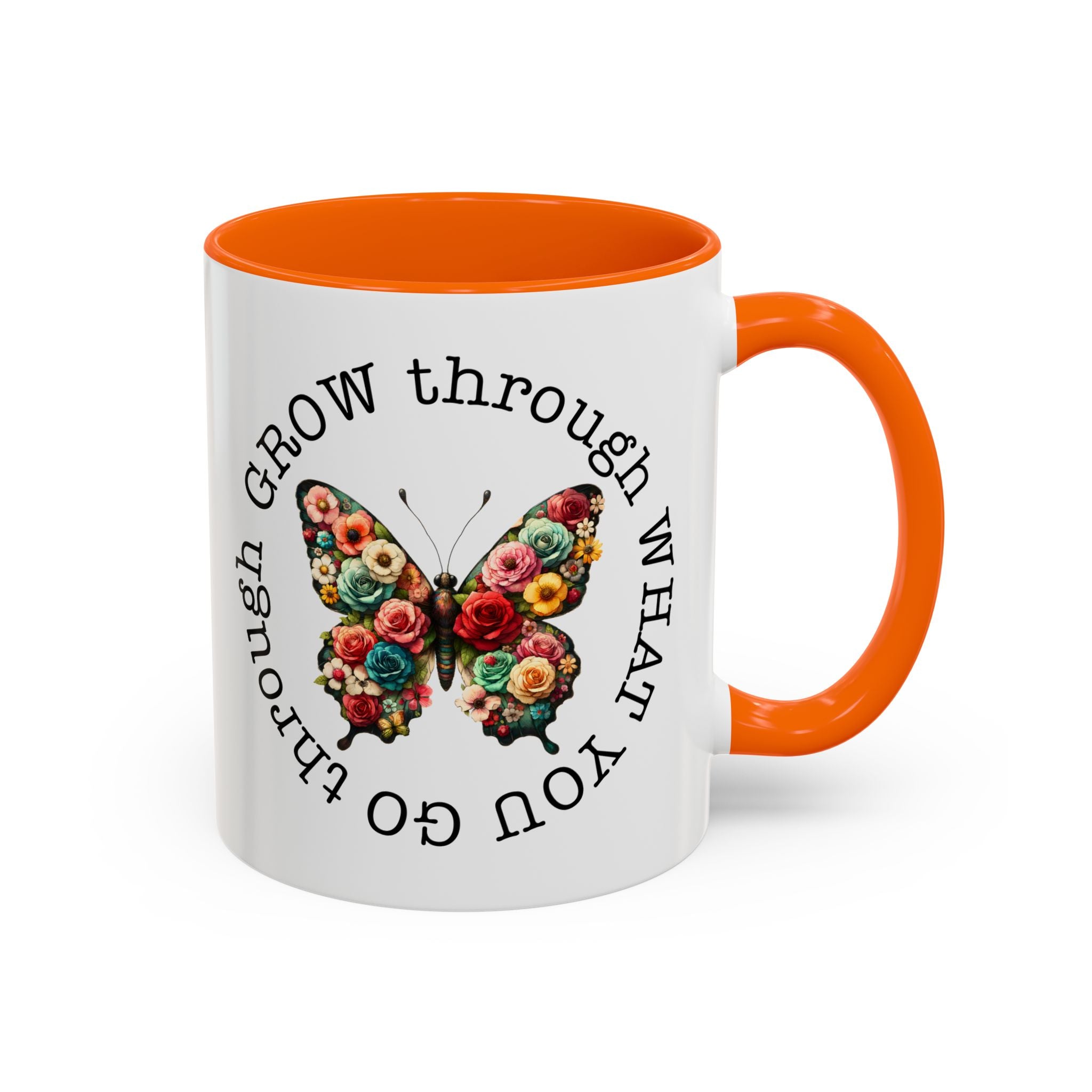 Inspirational Butterfly Coffee Mug  Grow Through What You Go Through positive vibe