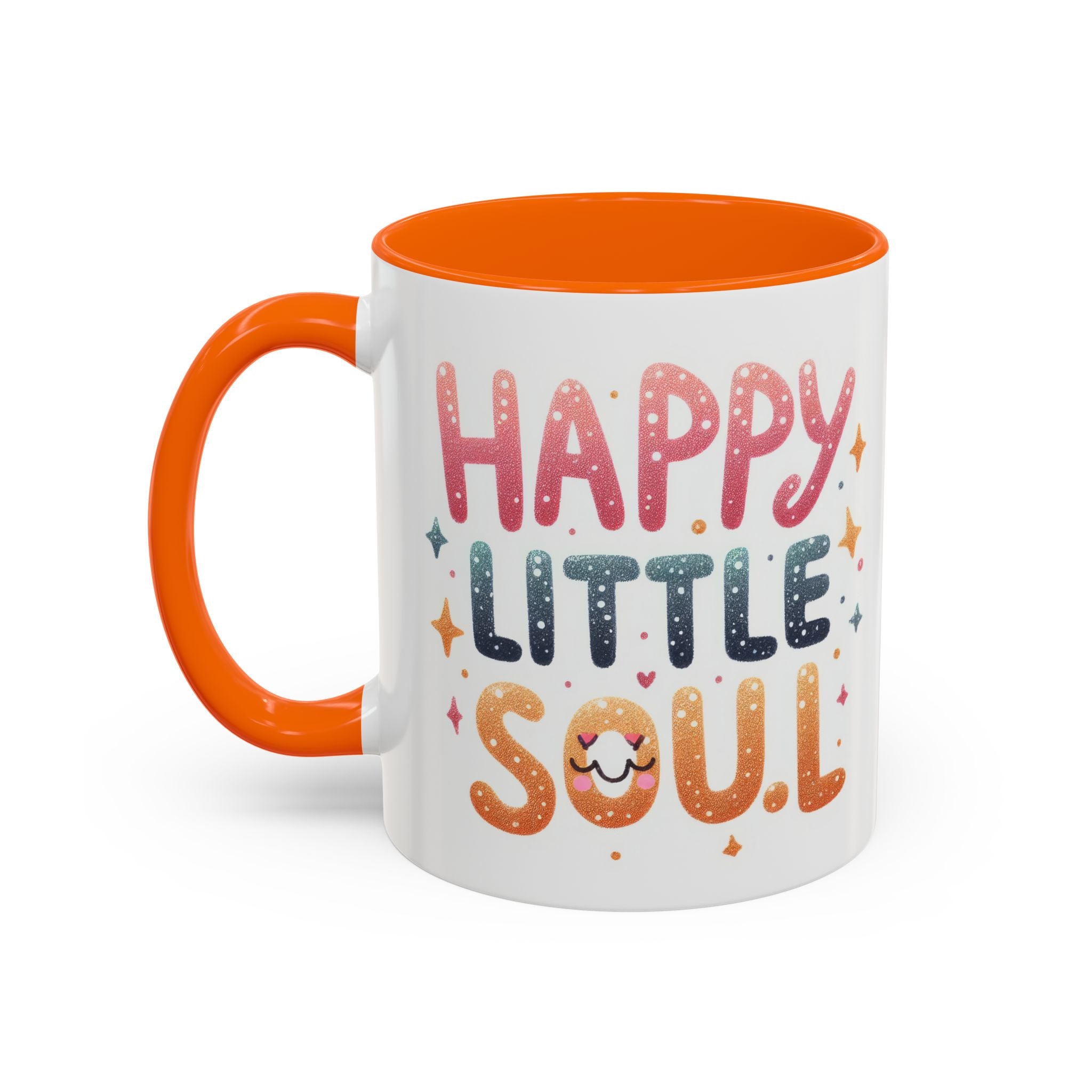 Happy Little Soul Accent Coffee Mug – Cute Positive Morning Quote (11/15 oz)