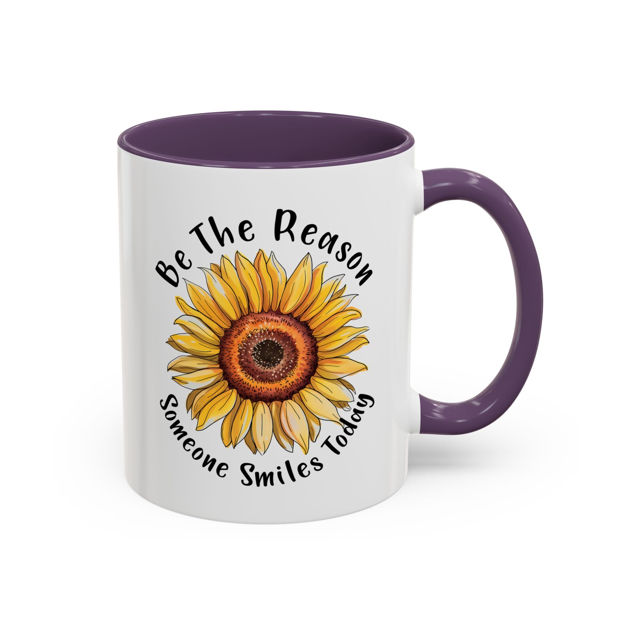 Sunflower Smile Accent Coffee Mug - Cheerful Gift for Friends, Inspirational Mug, 11oz/15oz, Daily Motivation, Brighten Someone's Day