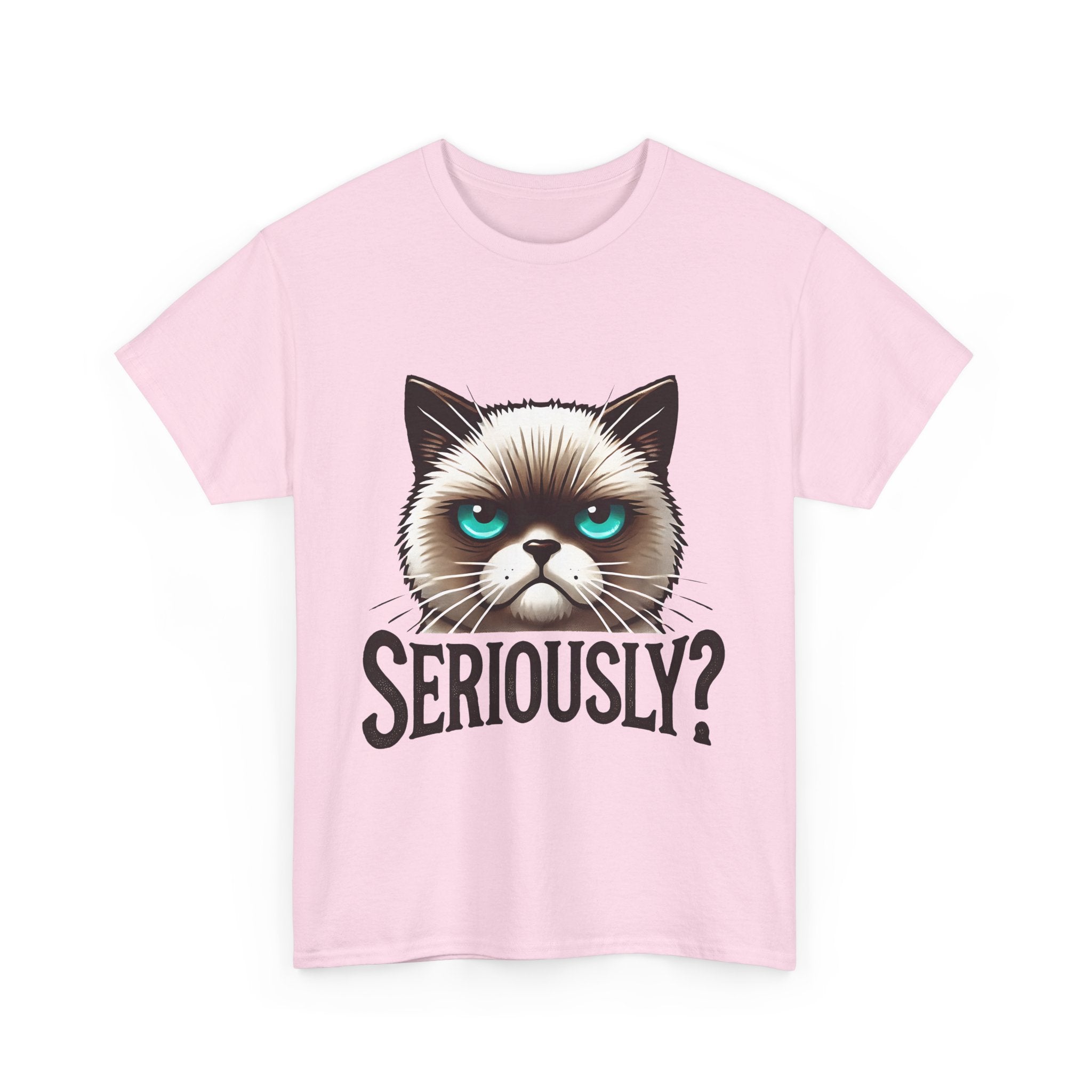 Funny Cat Graphic Tee - 'Seriously?' Unisex Heavy Cotton Shirt