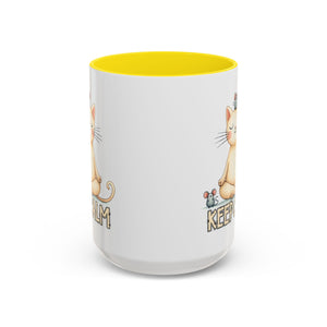 Serene Cat Coffee Mug, Funny Pet Lover's Gift, Cute Keepsake for Relaxation, Relaxing Drinkware, Quirky Home Decor
