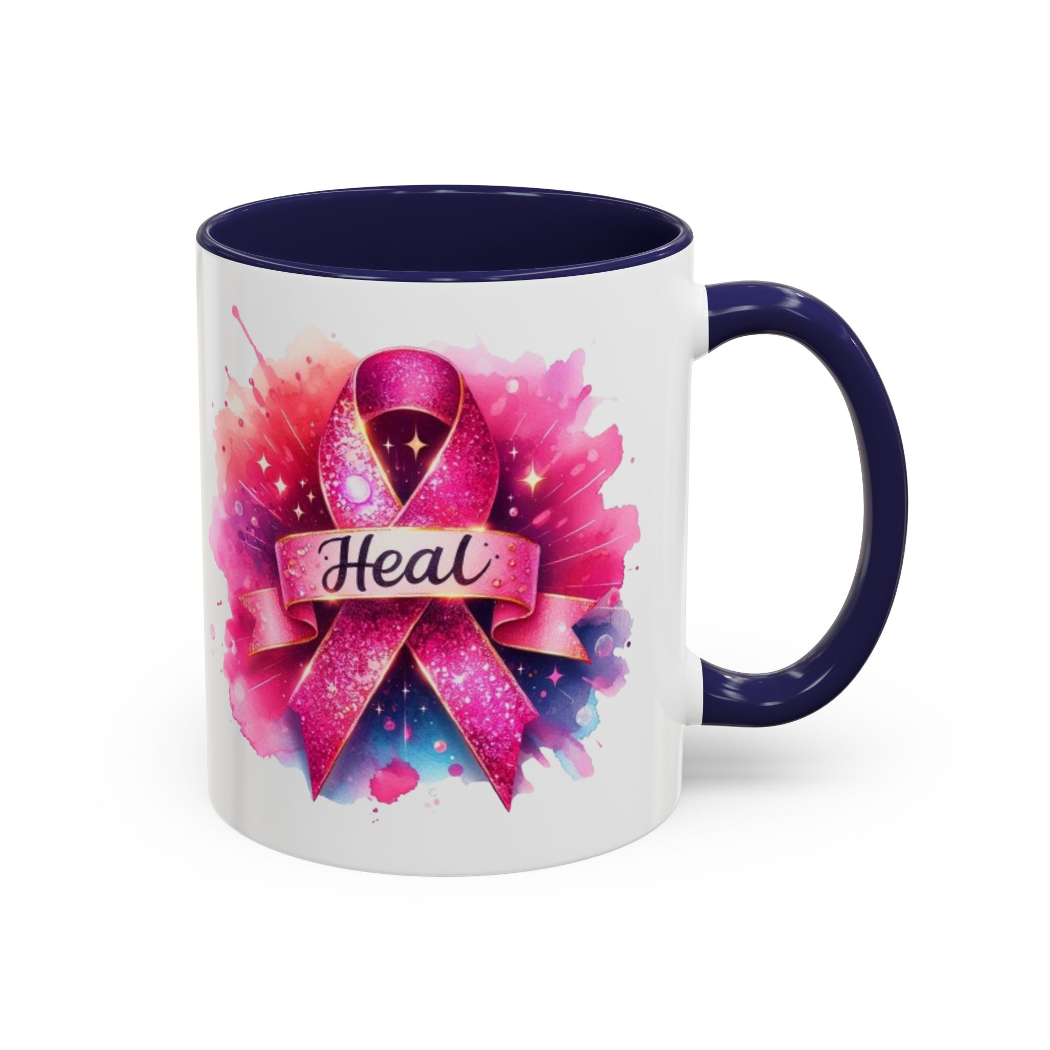 cancer awareness Inspirational Coffee Mug, Healing Ribbon Mug, Gift for Cancer Survivors, Motivational Drinkware, Support