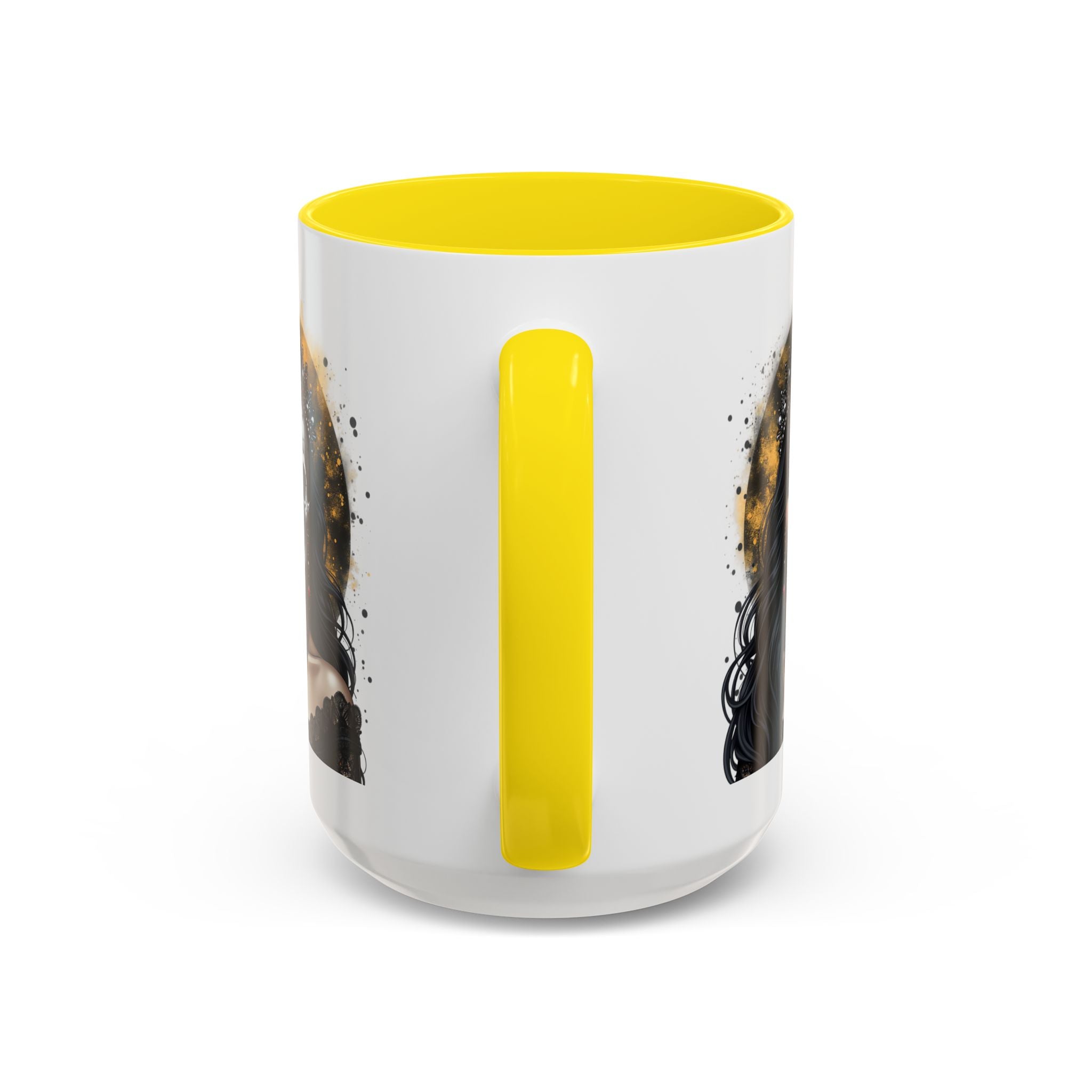 Gothic Art Accent Mug - Artistic Skull & Lady Design, Unique Coffee Cup for Halloween, Gift for Her, Decorative Kitchenware, Dark Aesthetic