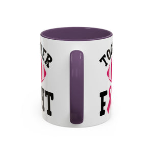 Together We Fight Pink Ribbon Coffee Mug, Support Breast Cancer Awareness, Gift for Survivors, Football Lovers, Empowerment