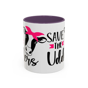 cancer awareness Cute Cow Mug - Save the Utters Coffee Cup, Gift for Animal Lovers,  Mug, Unique Birthday Gift