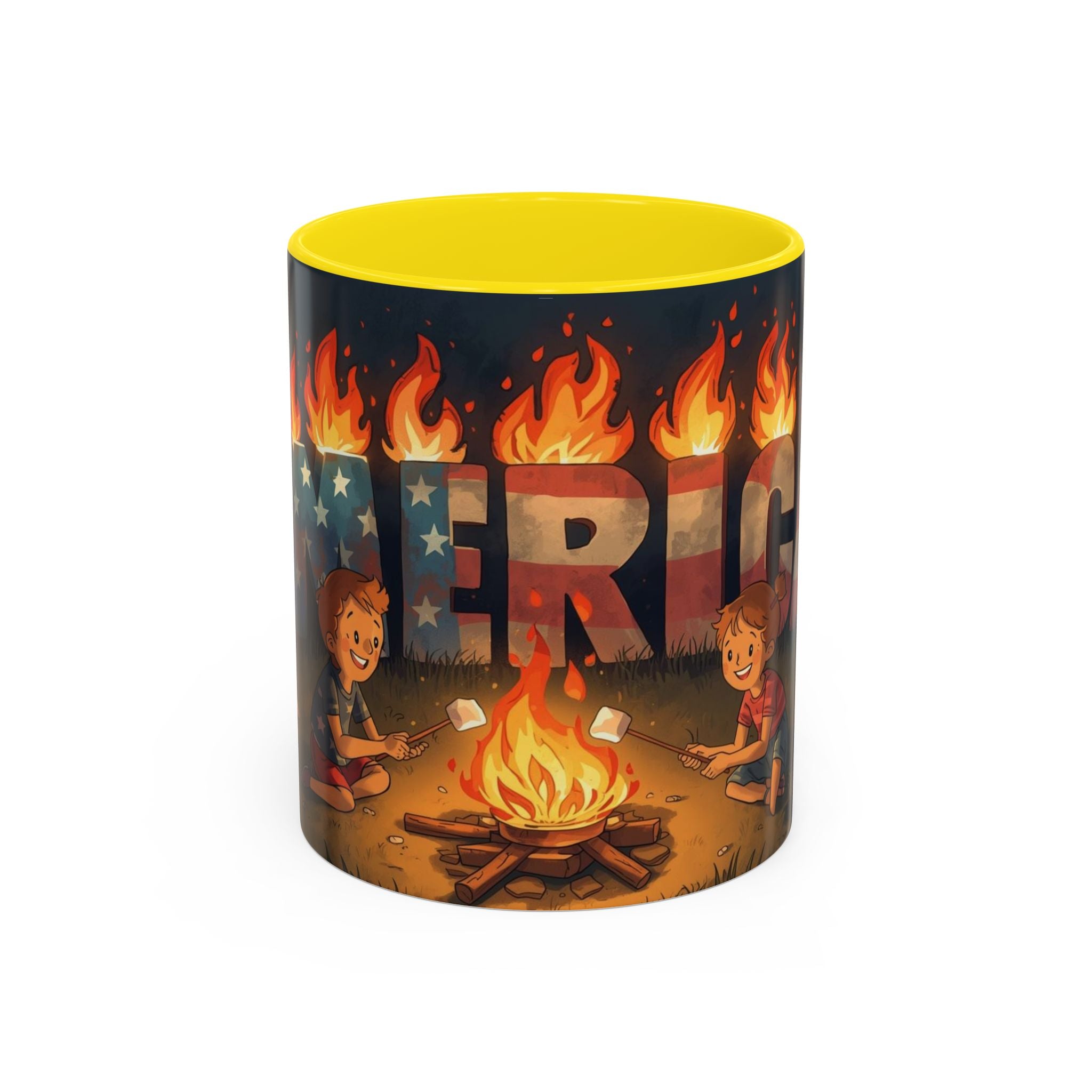 Patriotic Camping Coffee Mug - Fun America Design, Perfect for , Campfire Gatherings, Super for Gifts