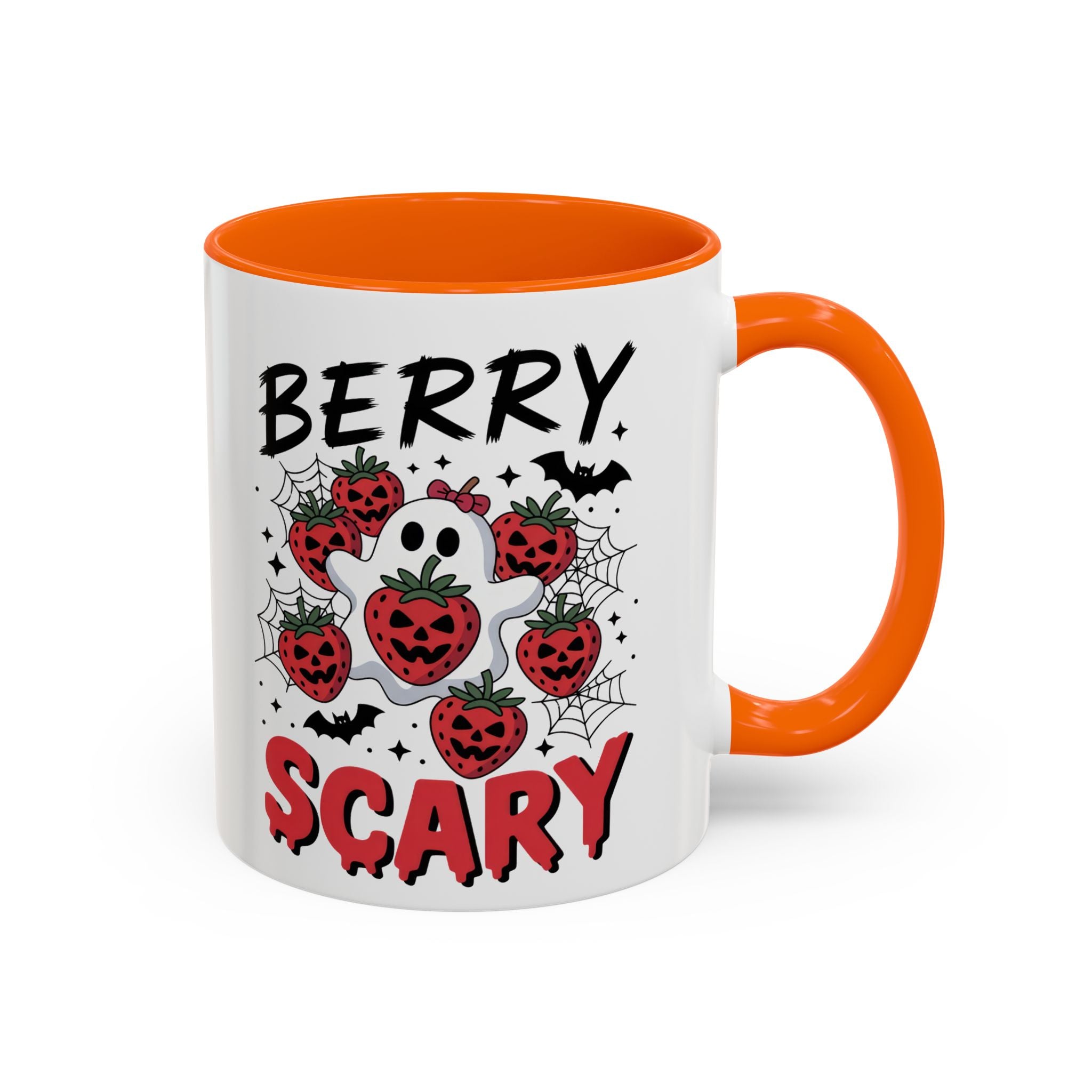 Berry Scary Coffee Mug — Halloween Ghost & Jack‑o'-Lantern Strawberries (11/15 oz)