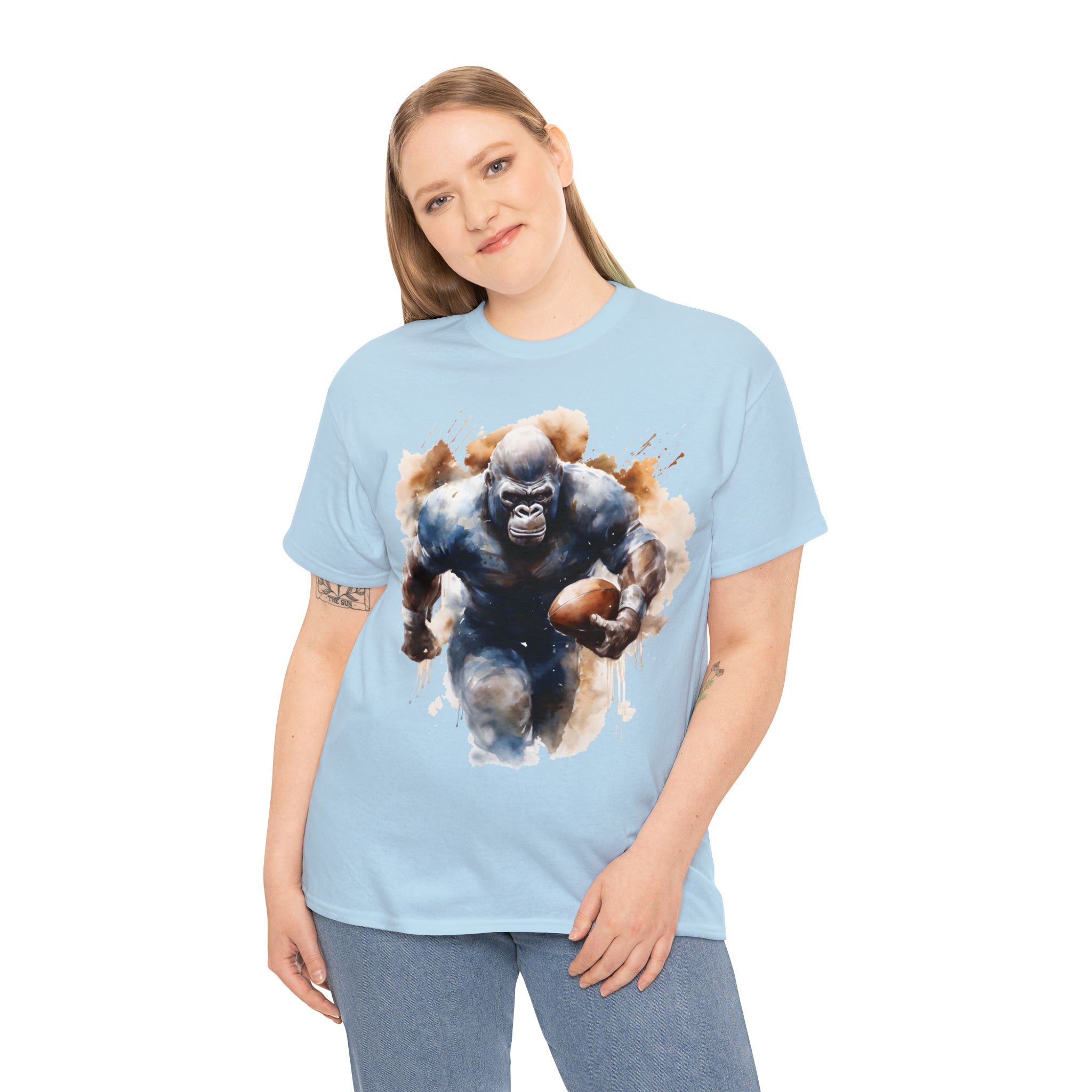 funny Football gorilla t shirt gift Unisex Heavy Cotton Tee