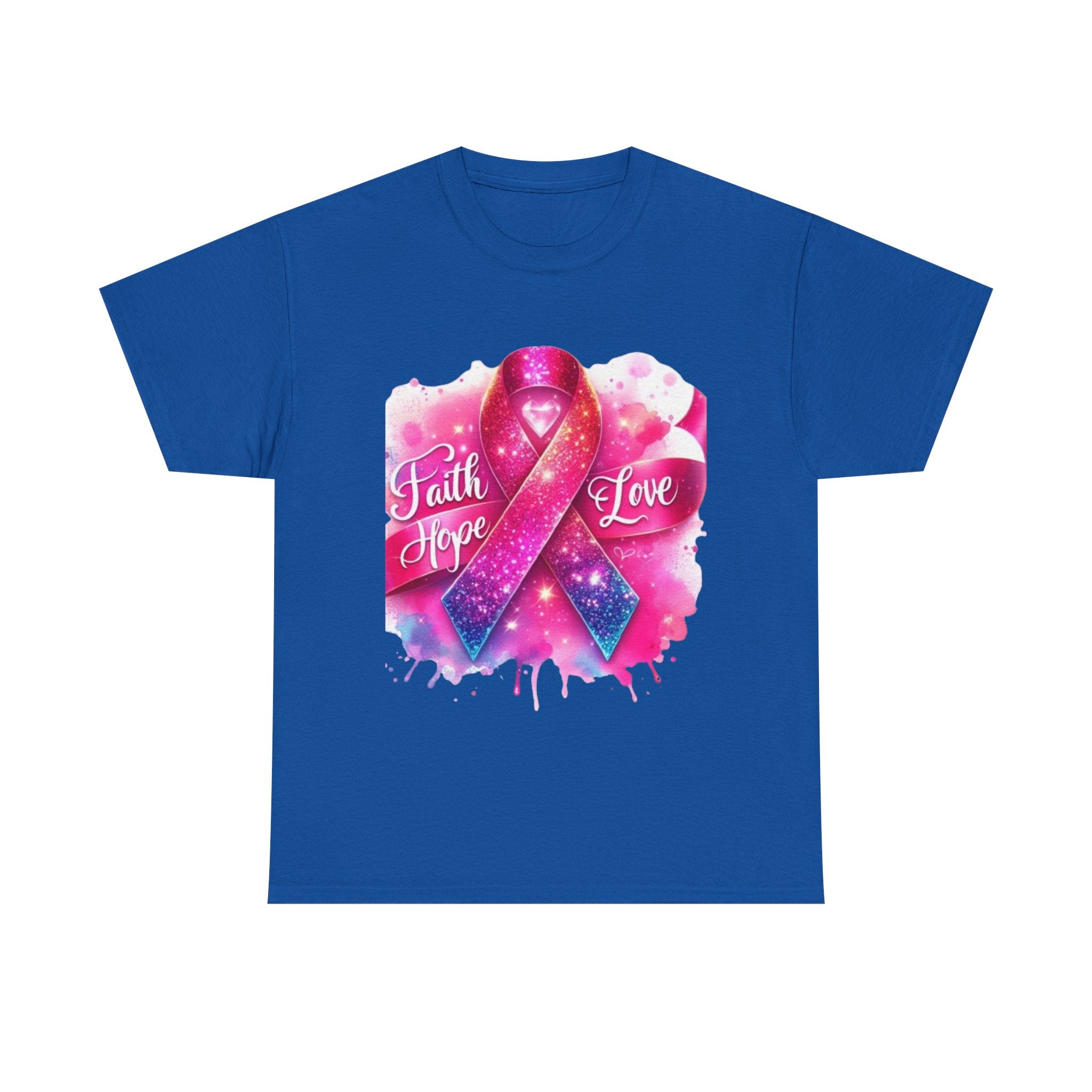 Faith, Hope, Love Tee - Unisex Heavy Cotton T-Shirt, Inspirational Shirt, Cancer Awareness Gift, Motivational Apparel, Stylish Everyday Wear
