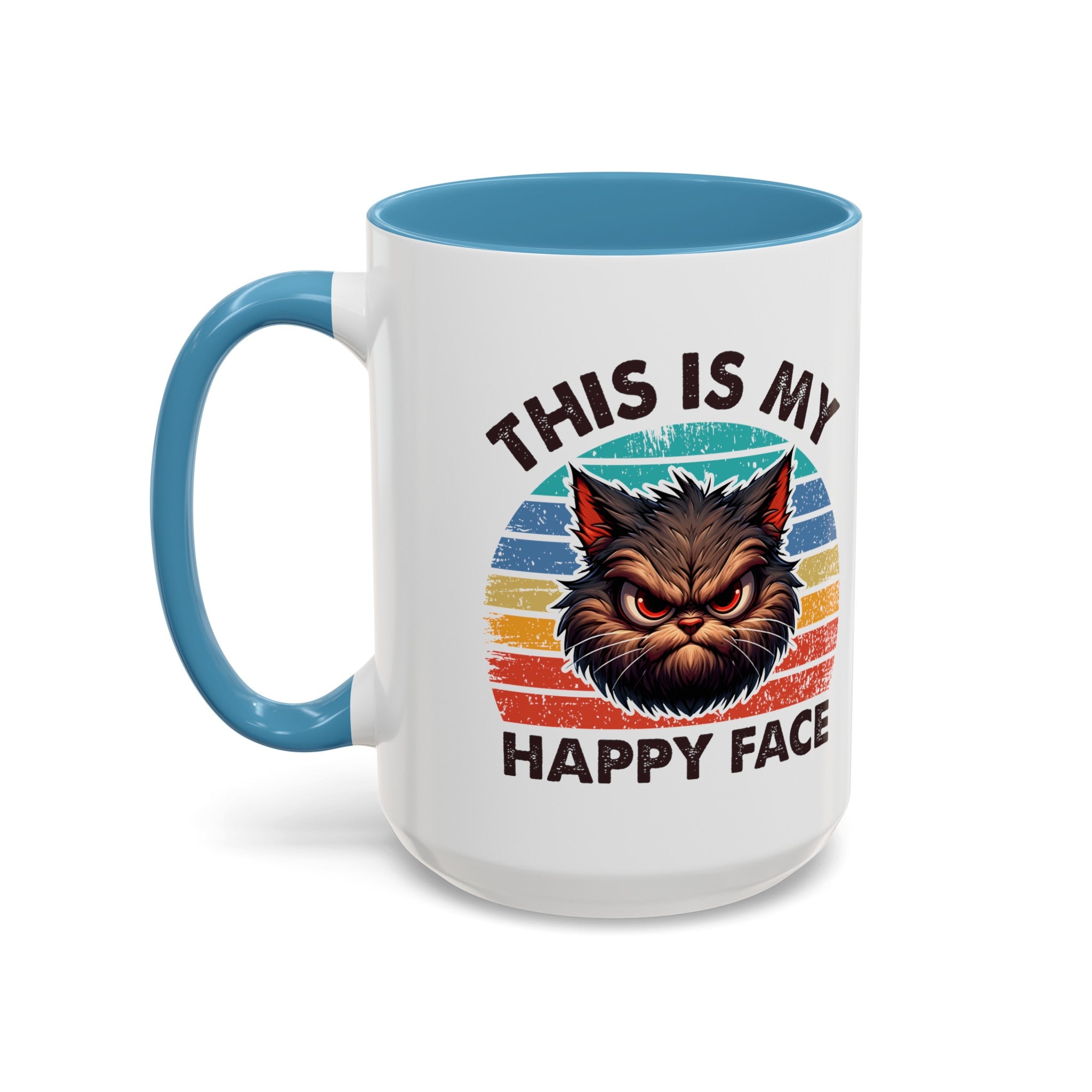 grumpy cat this is my happy face Accent Coffee Mug (11, 15oz) by the x m world