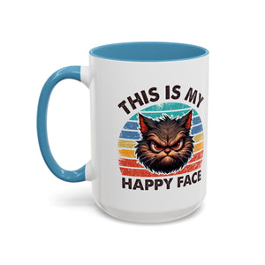 grumpy cat this is my happy face Accent Coffee Mug (11, 15oz) by the x m world