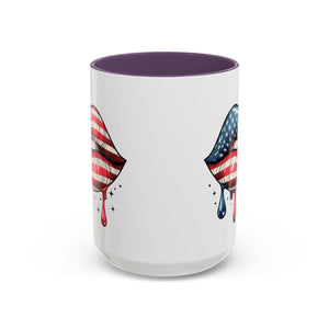 Patriotic Lip Print Coffee Mug – 11oz & 15oz