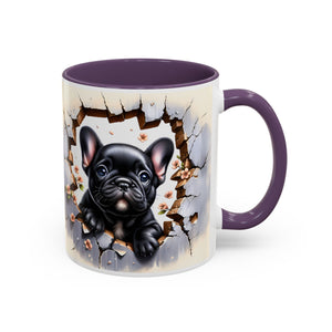 Cute French Bulldog Accent Coffee Mug, Pet Lover Gift, Dog Lover Mug, Home Office Coffee Cup, Unique Animal Print Mug