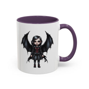 Gothic vampire girl with bat wings horror art Accent Coffee Mug (11, 15oz) vamp18