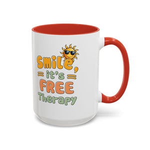 Smile It's Free Therapy Coffee Mug - Fun & Cheerful Accent Mugs for Brightening Your Day