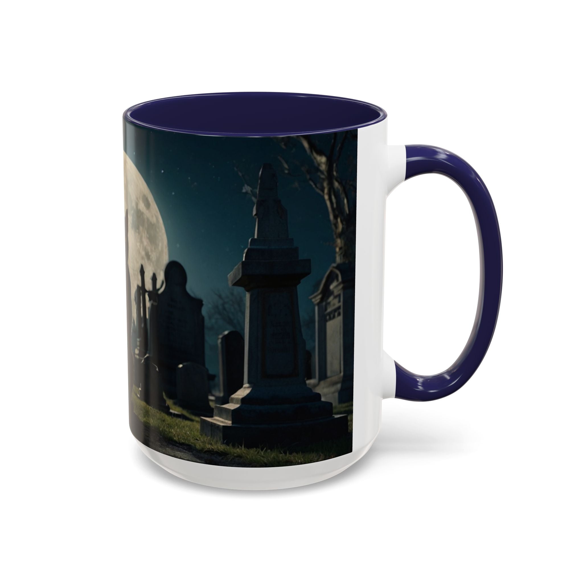 Mystical Black Cat Coffee Mug - 11oz & 15oz halloween graveyard full moon