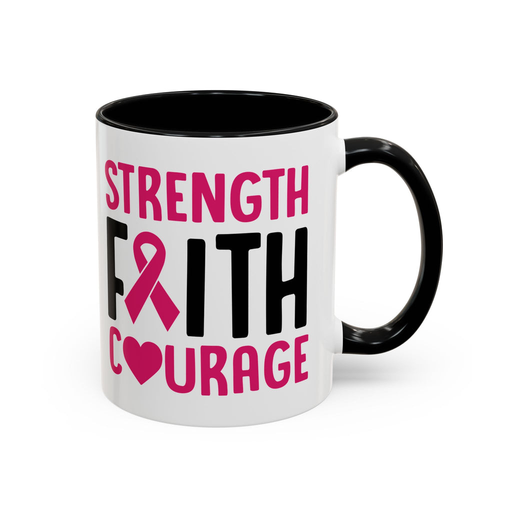 Inspirational Coffee Mug: Strength, Faith, Courage - Gift for Survivors, Awareness Events, Supportive Home Decor, Encouragement
