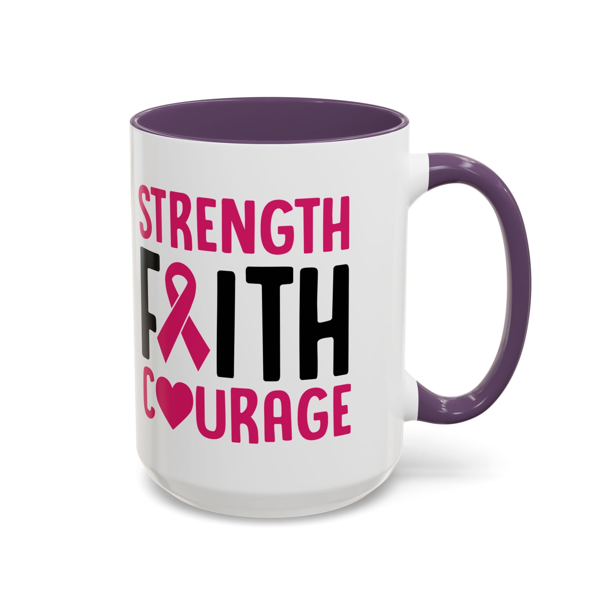 Inspirational Coffee Mug: Strength, Faith, Courage - Gift for Survivors, Awareness Events, Supportive Home Decor, Encouragement