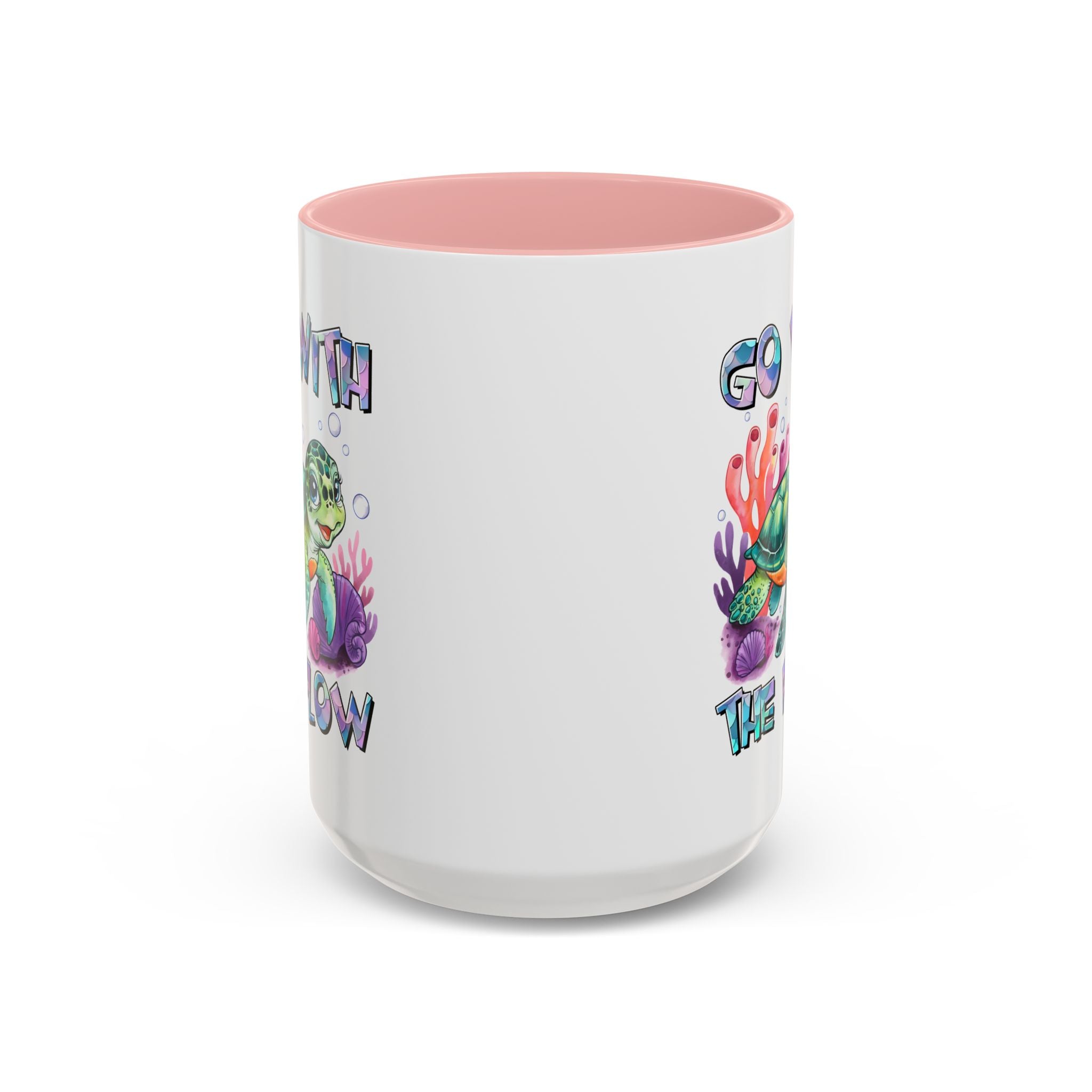 Ocean-Inspired Accent Coffee Mug - 'Go With The Flow' Design turtle