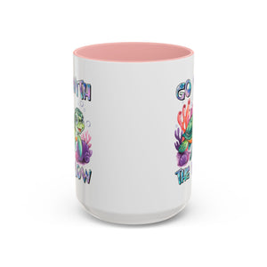 Ocean-Inspired Accent Coffee Mug - 'Go With The Flow' Design turtle