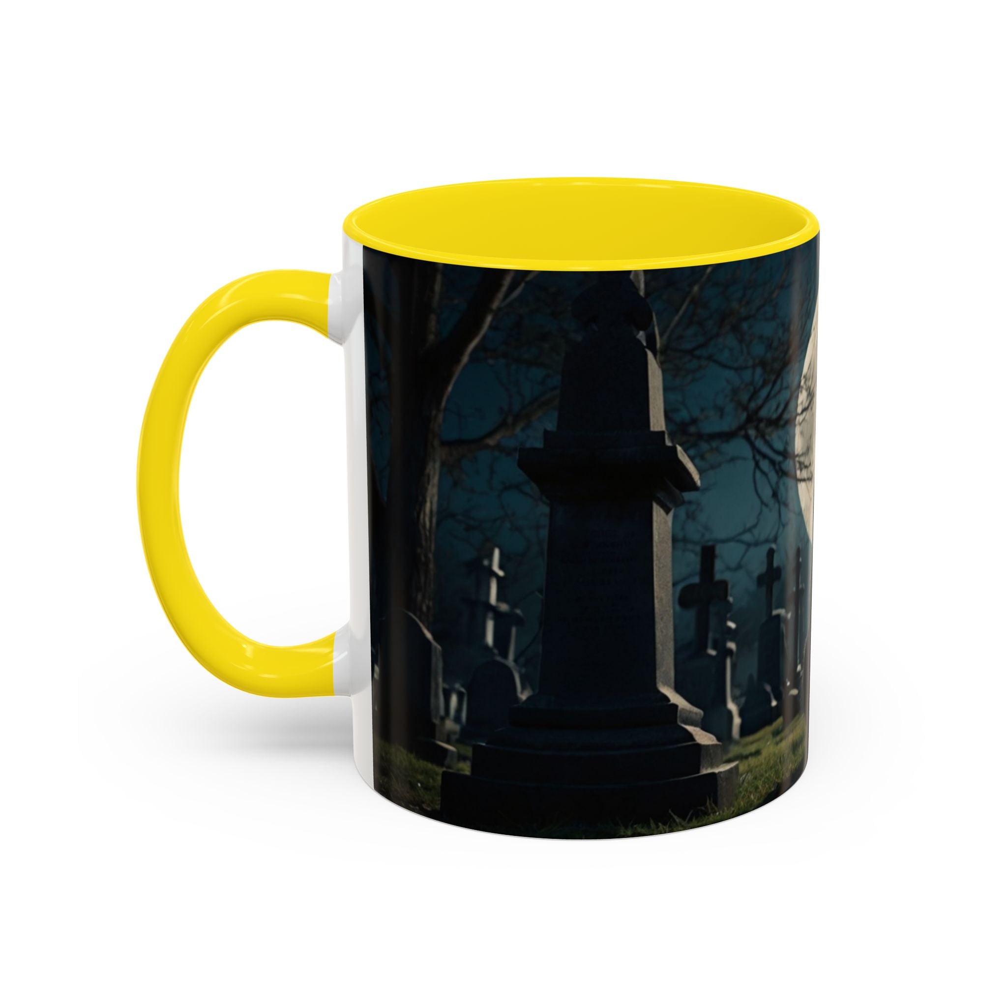 Mystical Black Cat Coffee Mug - 11oz & 15oz halloween graveyard full moon