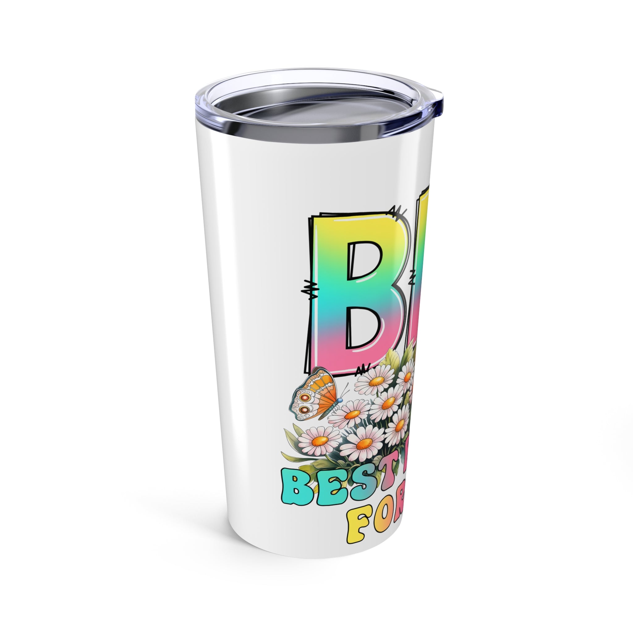 BFF Friendship Tumbler | Colorful Floral Travel Mug, Gifts for Friends, Best Friend Gift, Personalized Cup, Summer Vibes