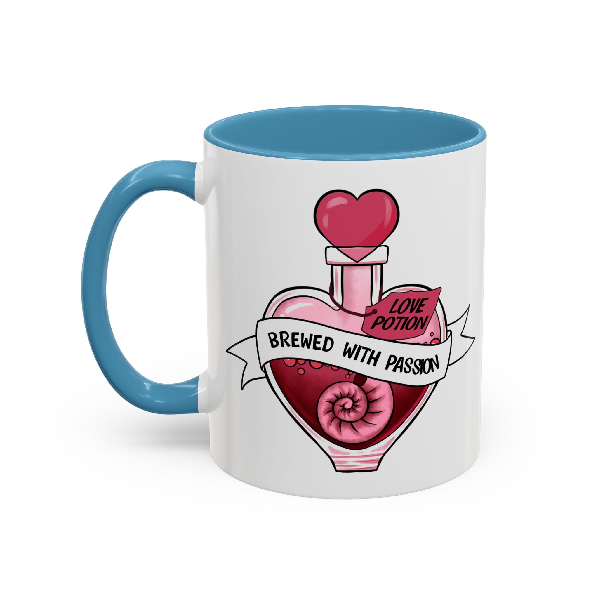 Coffee Mug - 'Brewed With Passion' Love Potion Accent Mug (11/15oz) anti valentine