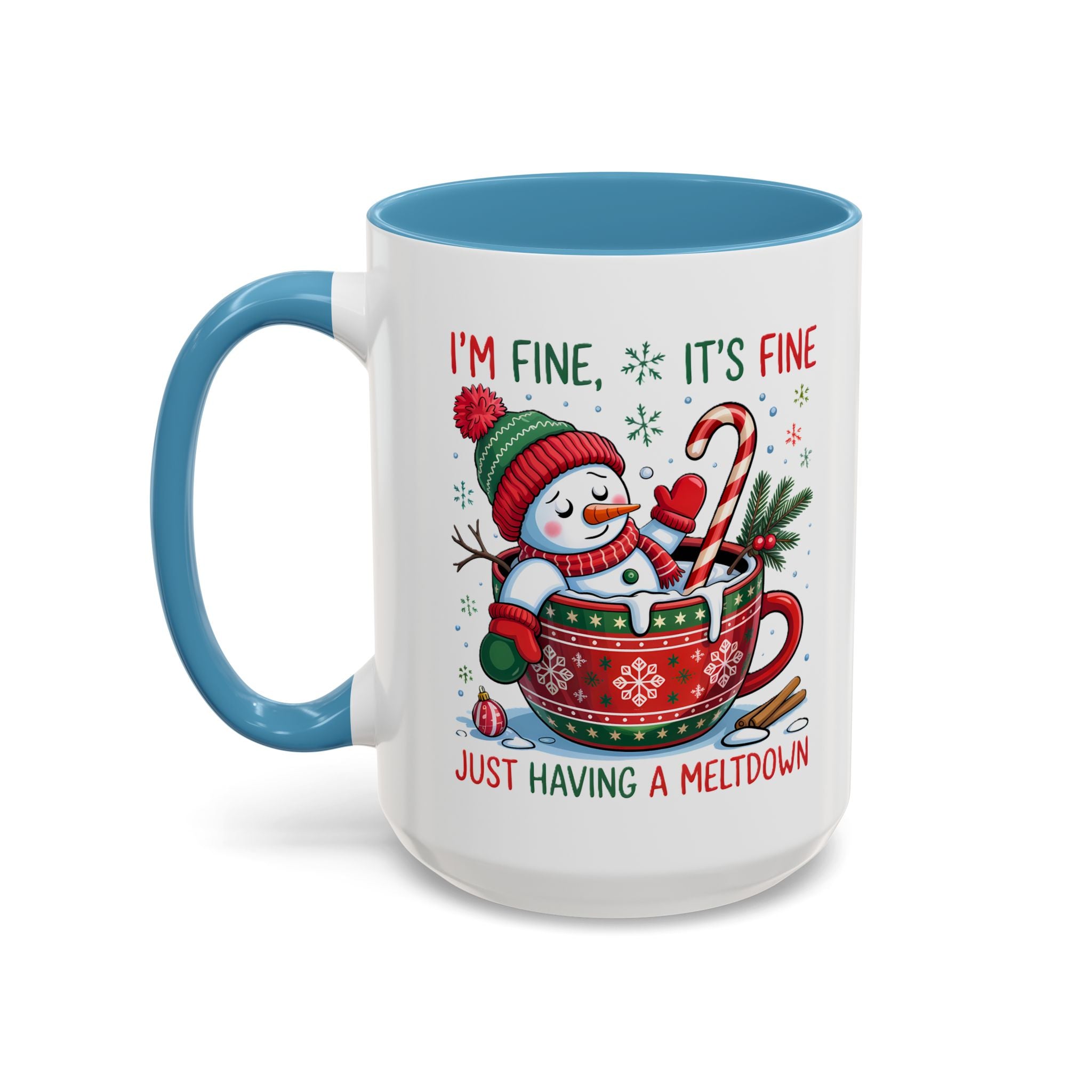 Festive Holiday Coffee Mug - "I'm Fine, It's Fine" Snowman Design sarcasm humor funny