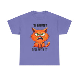 Grumpy Cat Tee: Unisex Heavy Cotton Shirt, Funny Cat Lovers Gift, Casual Wear, Birthday, Humor Apparel