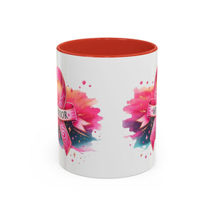 Pink Ribbon Warrior Coffee Mug, Support Breast Cancer Awareness Gift, Inspirational Mug, Cancer Survivor Merchandise, 11oz 15oz Mug