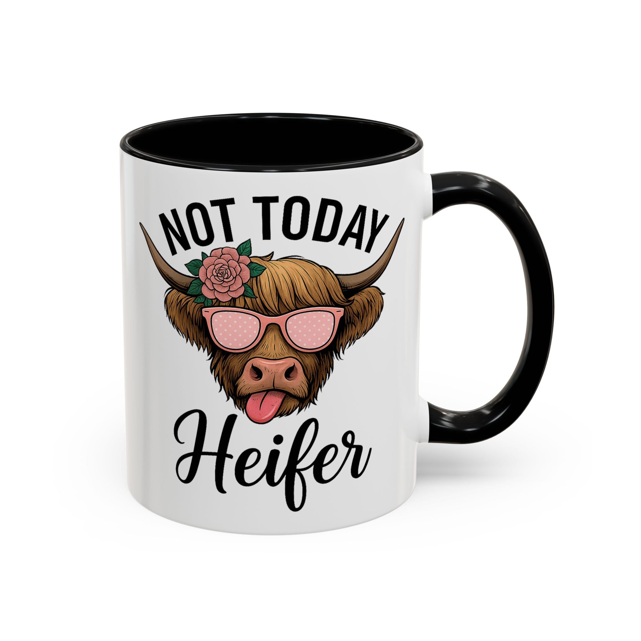 Not Today Heifer Coffee Mug — Funny Cow Mug with Sunglasses (11/15oz)