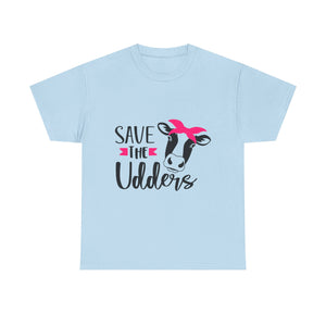 cancer awareness Save the Udders Unisex Heavy Cotton Tee, Fun Cow Tee,  Animal Lover Gift, Casual Tee, Eco-Friendly Apparel