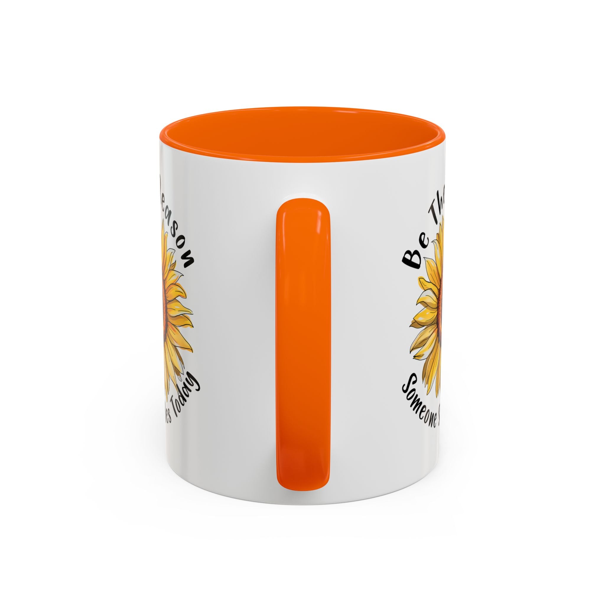 Sunflower Smile Accent Coffee Mug - Cheerful Gift for Friends, Inspirational Mug, 11oz/15oz, Daily Motivation, Brighten Someone's Day