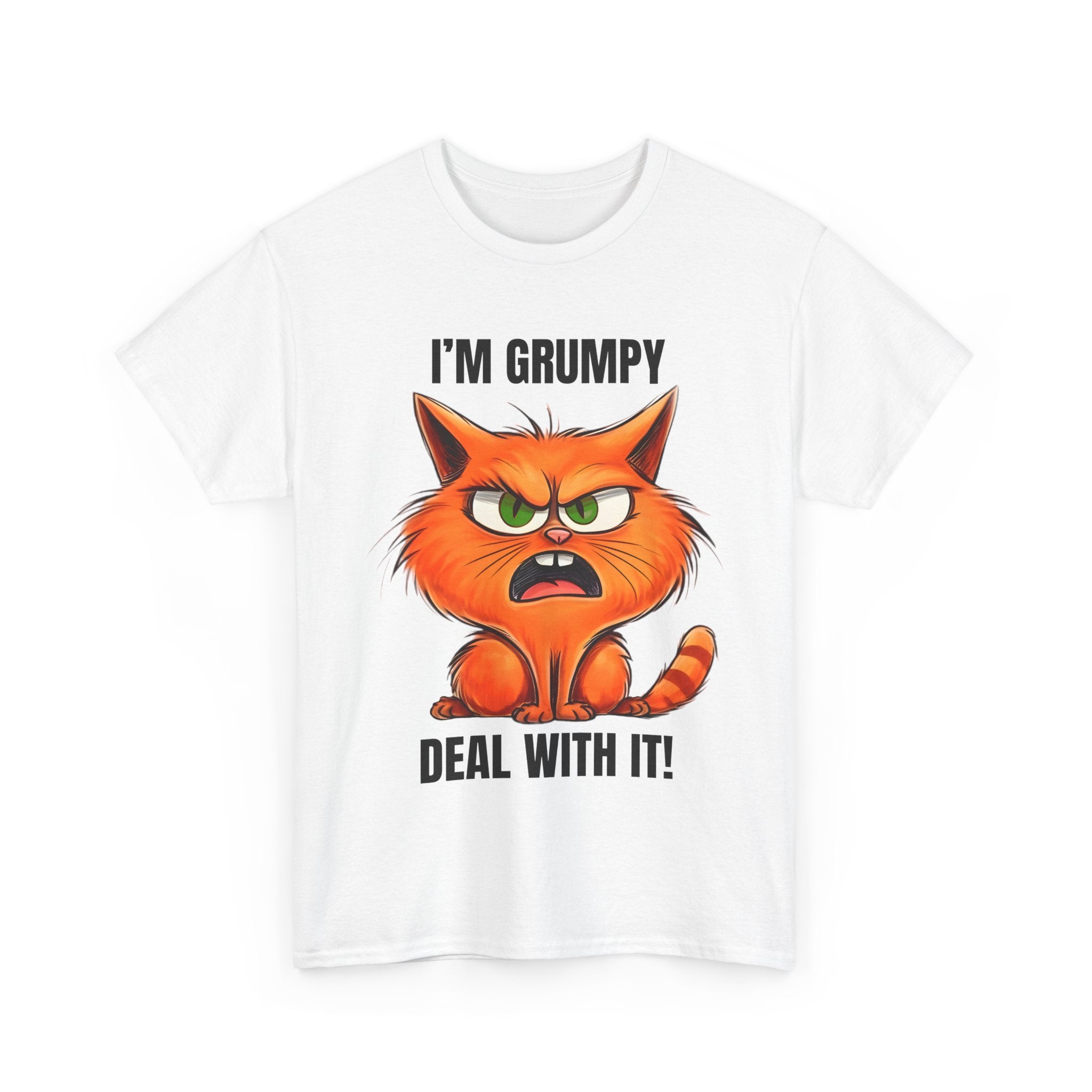 Grumpy Cat Tee: Unisex Heavy Cotton Shirt, Funny Cat Lovers Gift, Casual Wear, Birthday, Humor Apparel