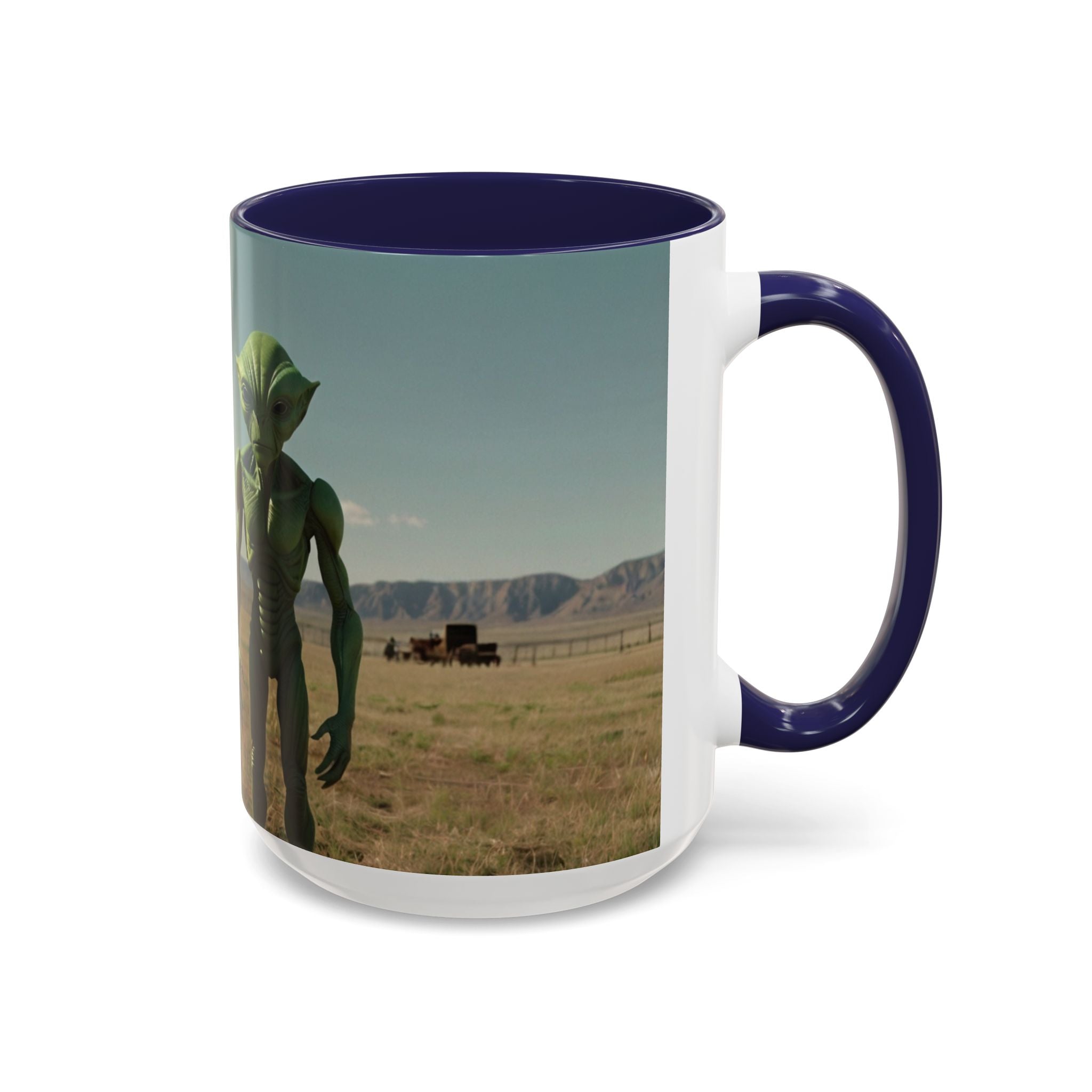Alien Encounter Accent Coffee Mug – Sci‑Fi UFO Extraterrestrial Design (11/15oz)