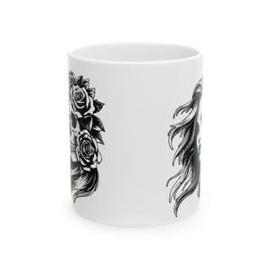 Gothic Floral  Mug - Elegant Coffee Cup, Art Mug, Gift for Her, Kitchen Decor, Unique Tea Cup