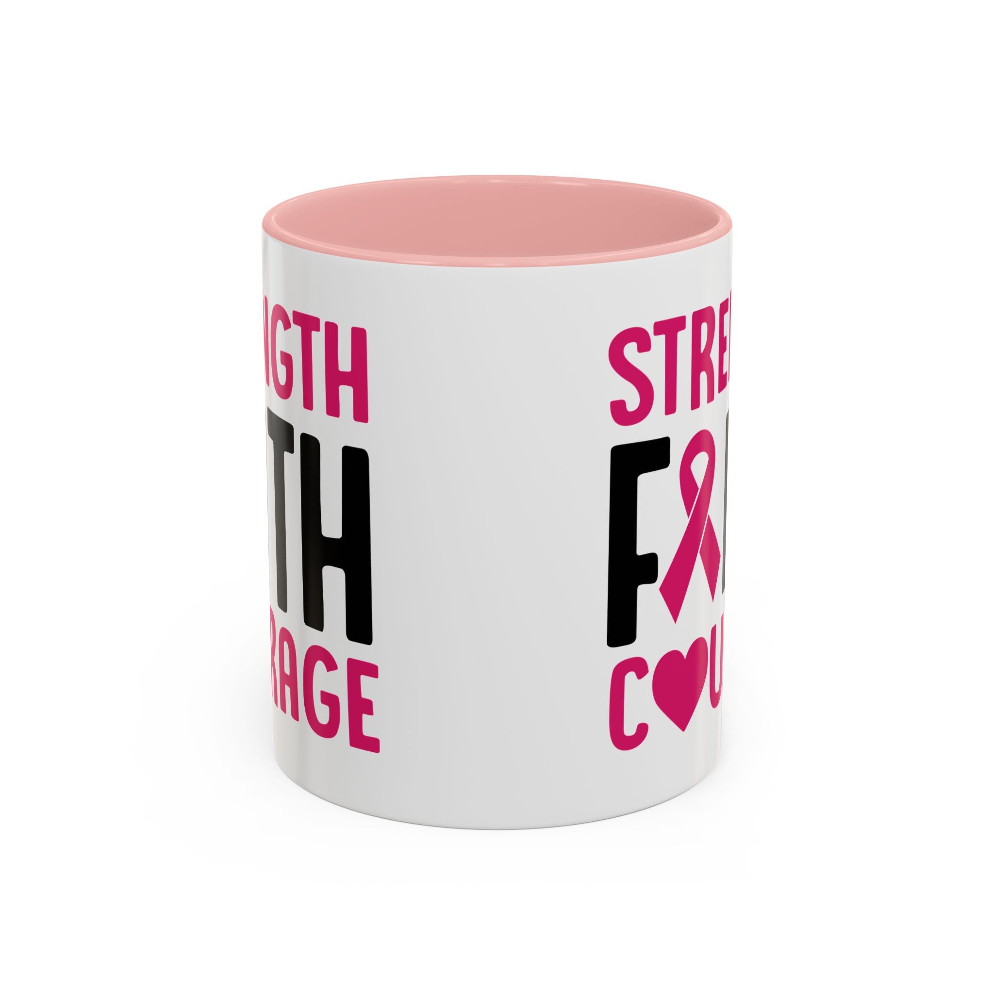 Inspirational Coffee Mug: Strength, Faith, Courage - Gift for Survivors, Awareness Events, Supportive Home Decor, Encouragement