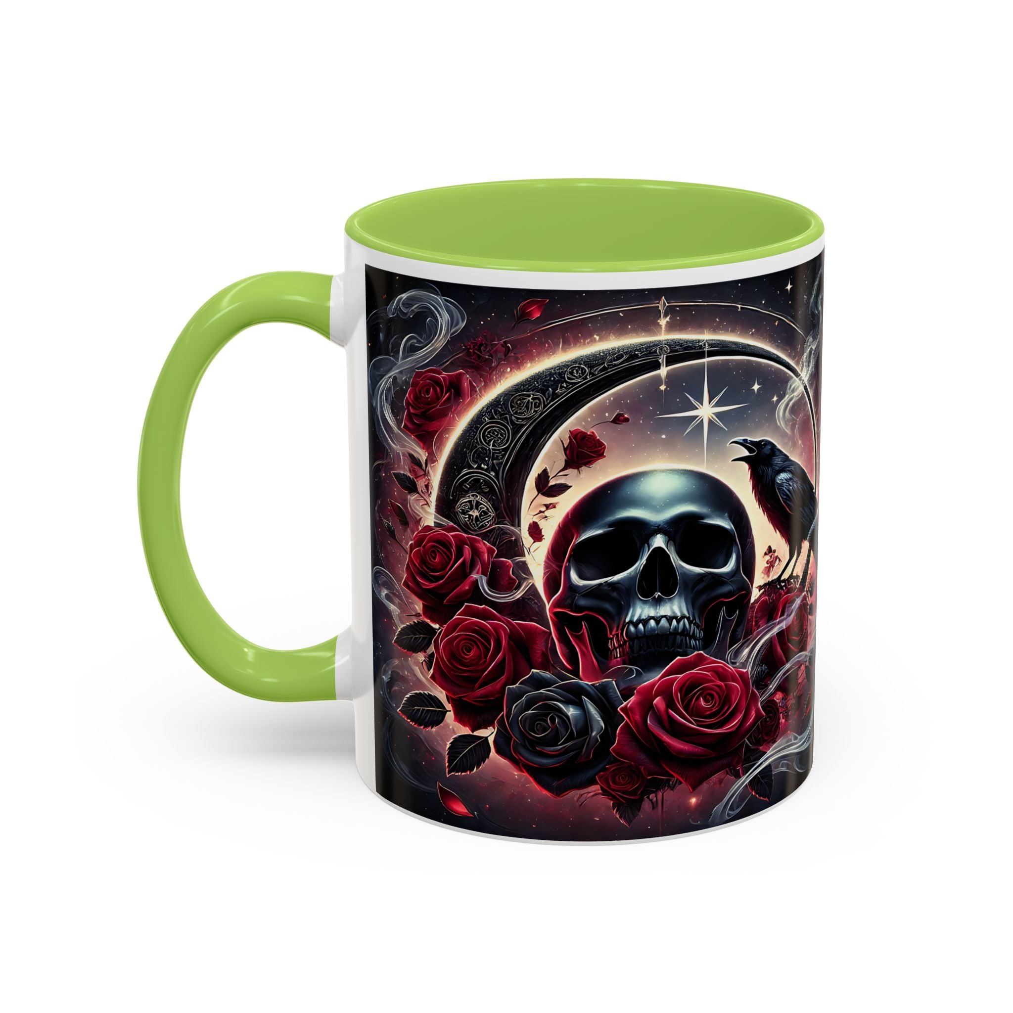 Skull & Raven Accent Coffee Mug — Gothic Roses 11/15oz