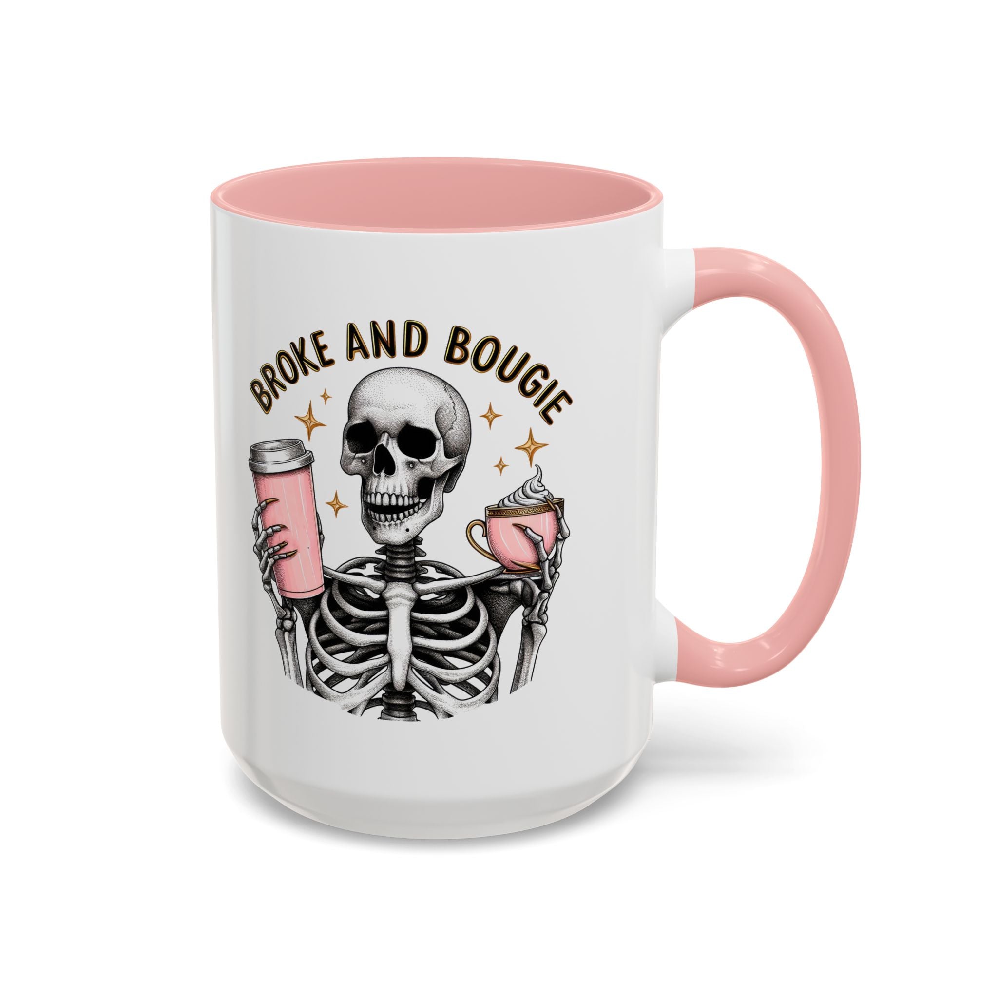Broke and Bougie Coffee Mug, Skeleton Mug, Halloween Mug, Unique Gift for Coffee Lovers, Spooky Decor