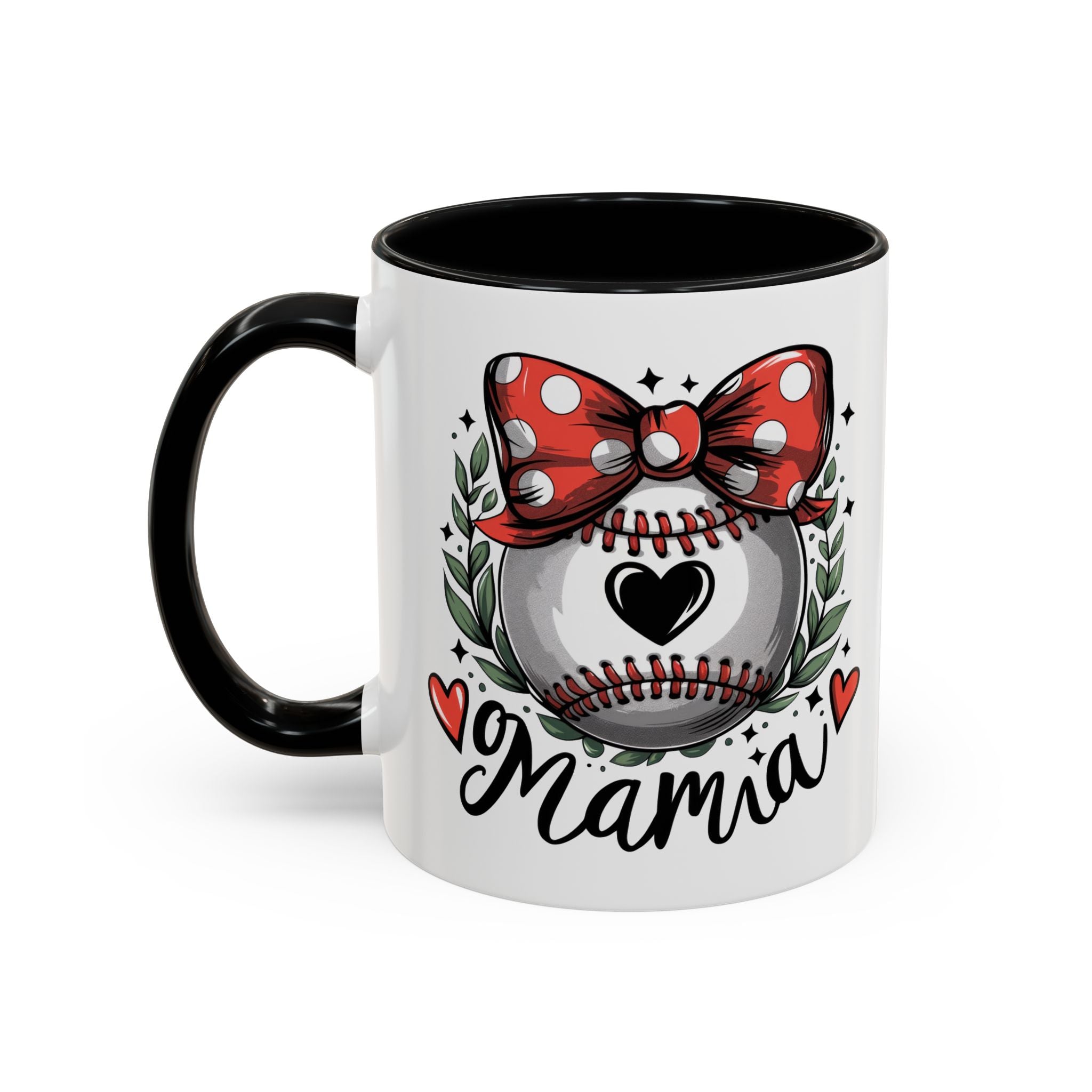 Mama's Accent Coffee Mug | Baseball & Heart Design | Gift for Mom, Mother's Day, Birthday, Coffee Lovers, Baseball Fans